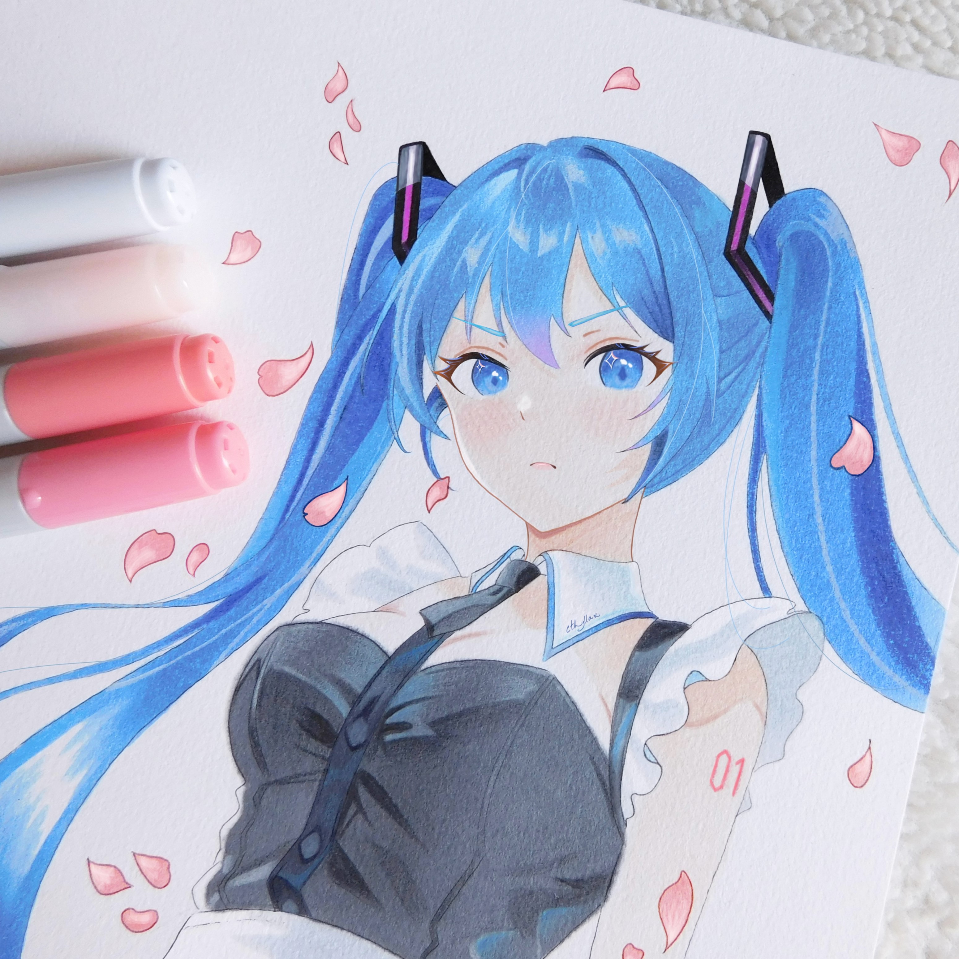 Dessin avec Référence Utilisée - Vocaloid - Hatsune Miku par Cthyllax